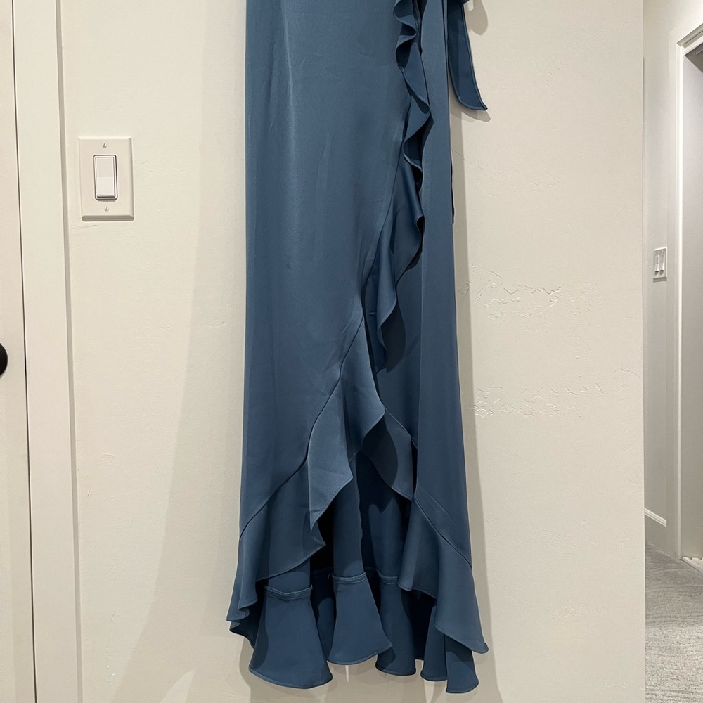 David’s Bridal Spaghetti Strap Crepe Ruffle Bridesmaid Dress - Picture 2 of 8